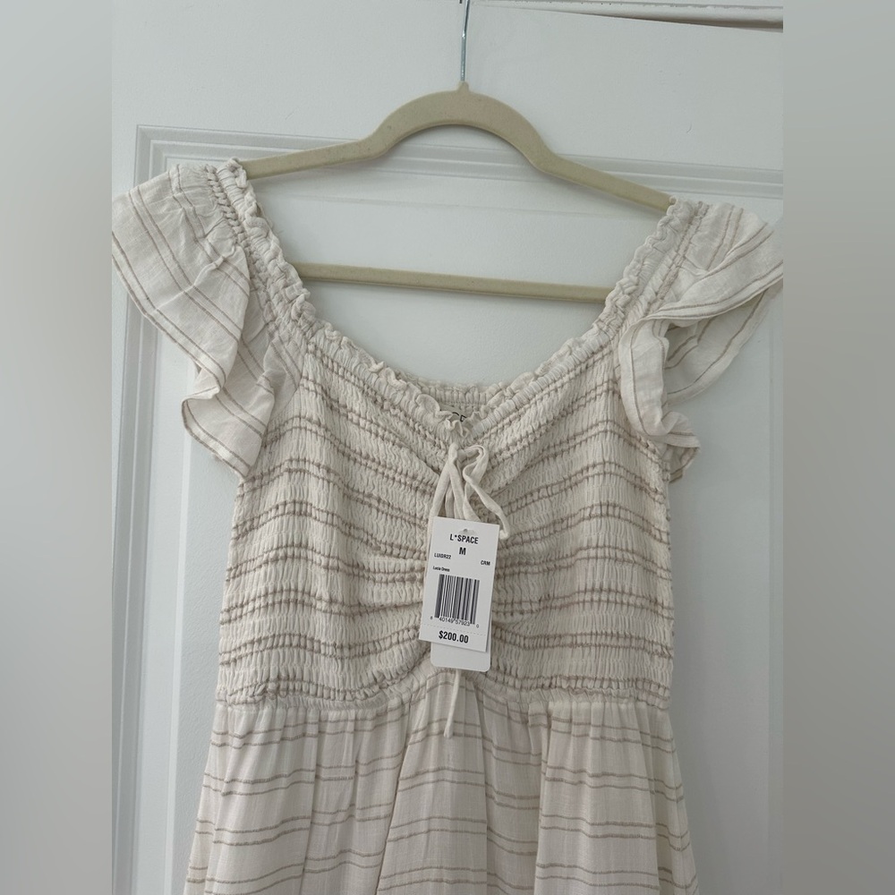 LSpace White Striped Flutter Sleeve Maxi Dress - Picture 2 of 3
